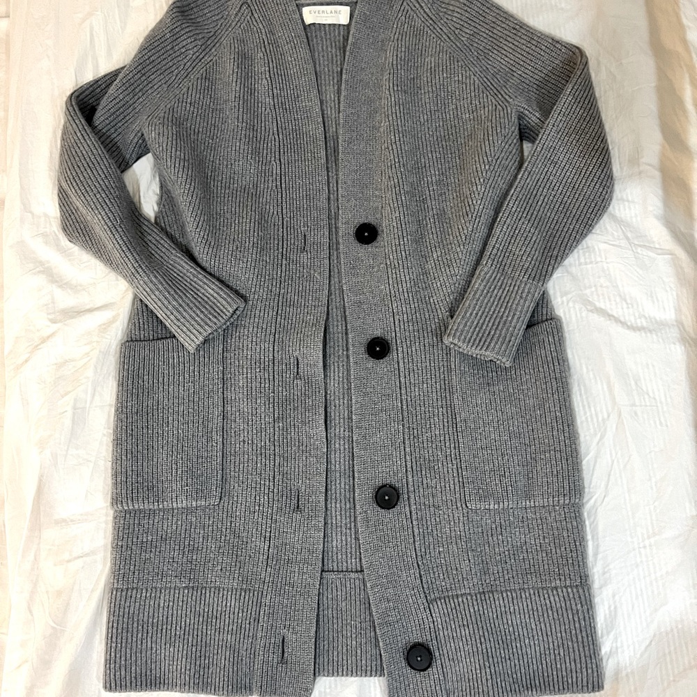 Everlane long cardigan / gray wool / size XS